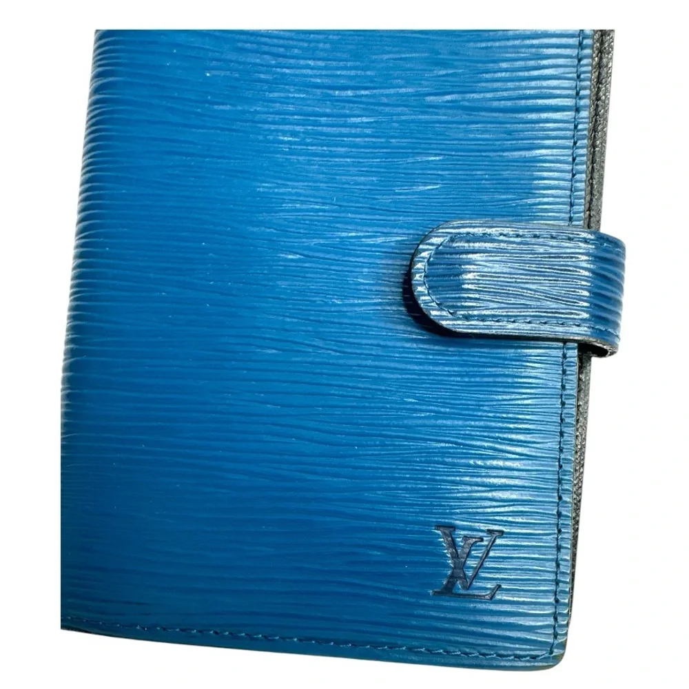 Louis Vuitton Ring Agenda Cover Epi Blue Leather PM